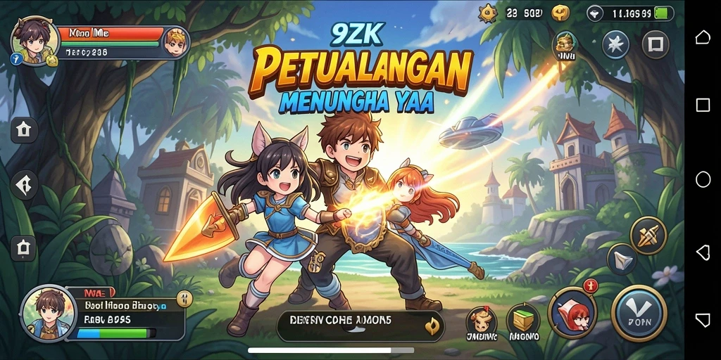 Screenshot gameplay 9ZK dengan karakter anime menarik.