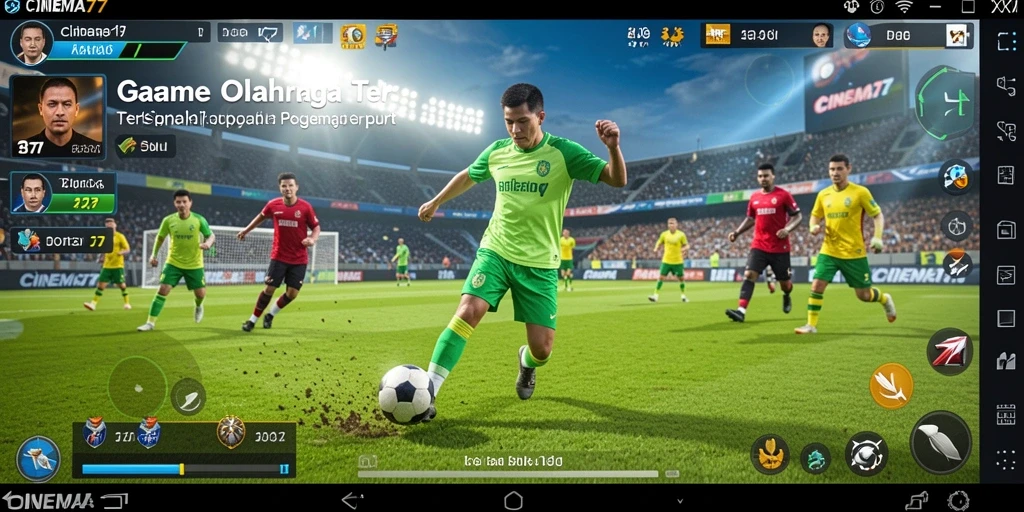 Tangkapan layar utama CINEMA77 menampilkan gameplay olahraga yang mendebarkan.