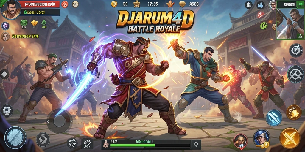 Tangkapan layar gameplay seru di DJARUM4D menunjukkan aksi Battle Royale yang mendebarkan.