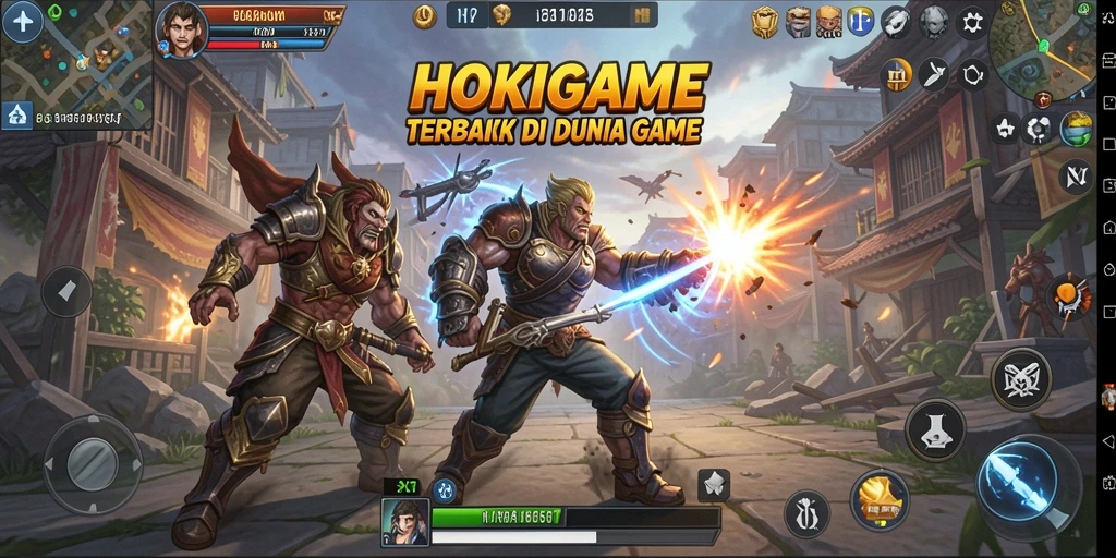 Screenshot HOKIGAME menampilkan aksi pertarungan yang intens dan dinamis.