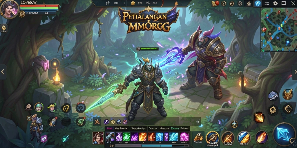 Screenshot gameplay LOVE678 menampilkan aksi pertempuran seru di dunia fantasi.