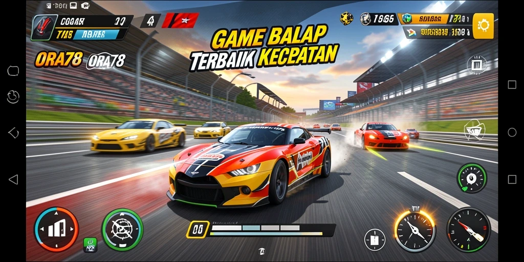 Gameplay seru ORA78 dengan mobil balap yang menakjubkan.
