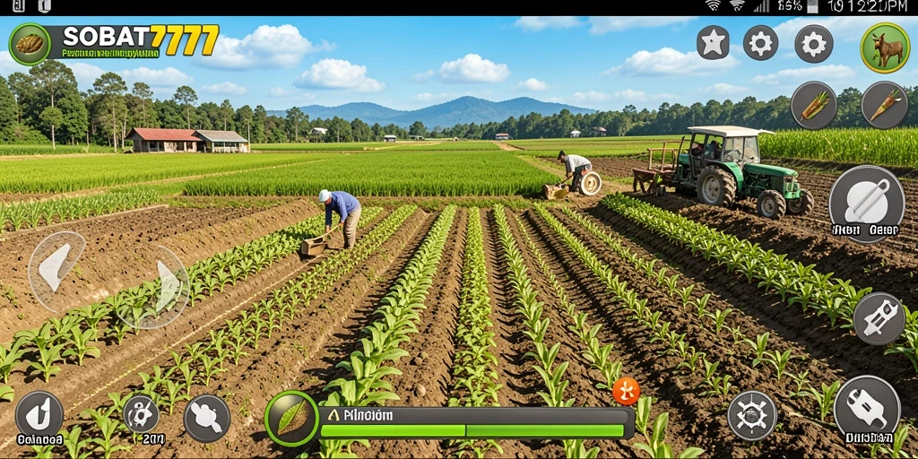 Tampilan menarik dari gameplay SOBAT777 yang menampilkan pertanian yang aktif.