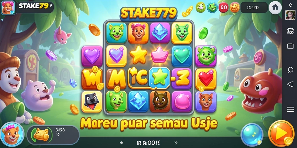 Tampilkan gameplay menarik dari STAKE779 dengan objek match-3.